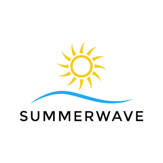 Simple summer wave with sun logo design