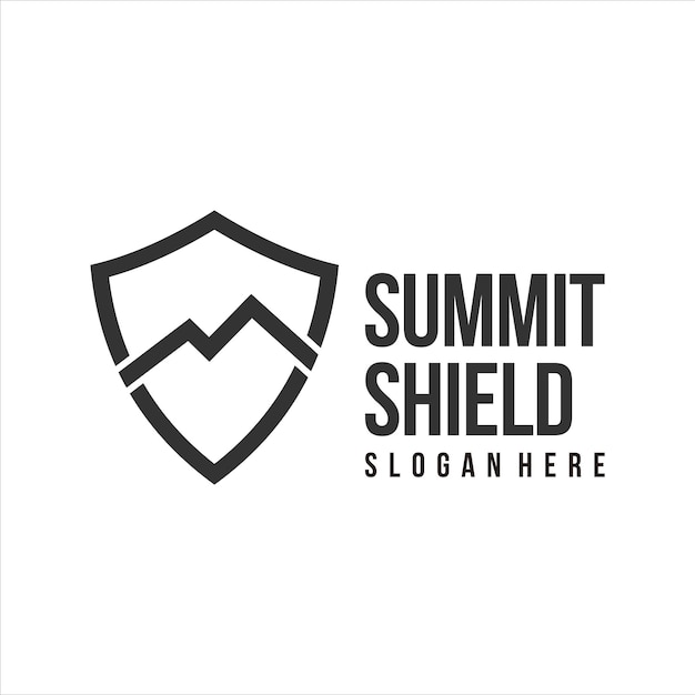 simple summit with shield logo design vector