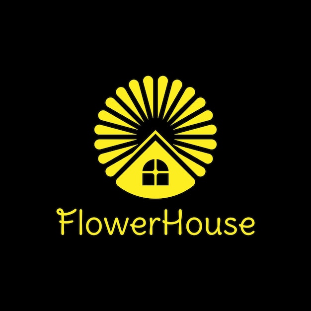 simple sunflower house logo design