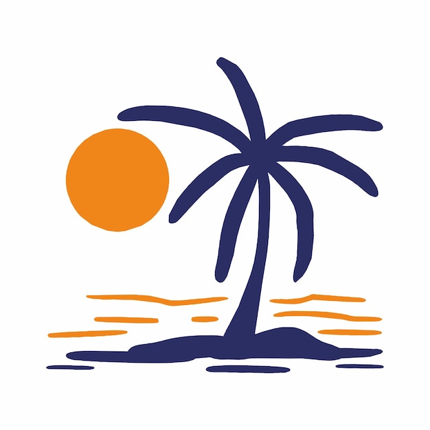 Simple sunset beach illustration