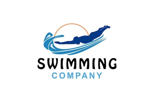 Simple Swimming Pool Silhouette Sea Ocean Water Wave Logo design inspiration