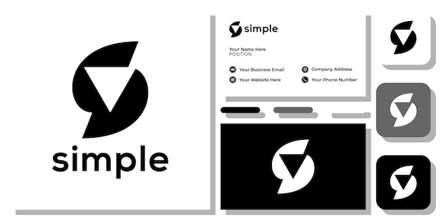 simple symbol initial letter alphabet capital with business card template