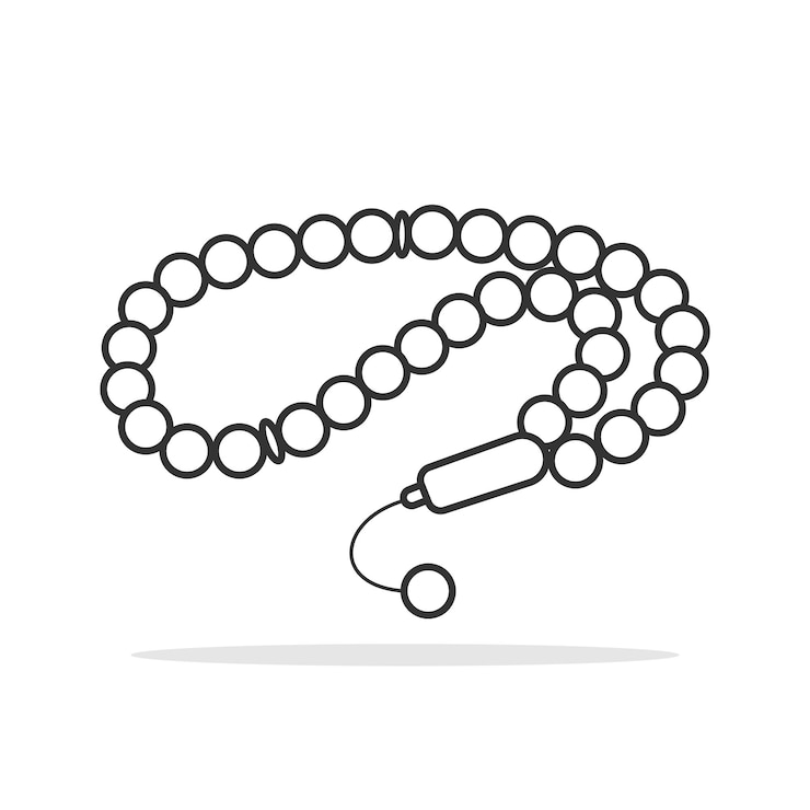 Vector simple tasbih muslim player beads cartoon vector illustrations religion icon vector design