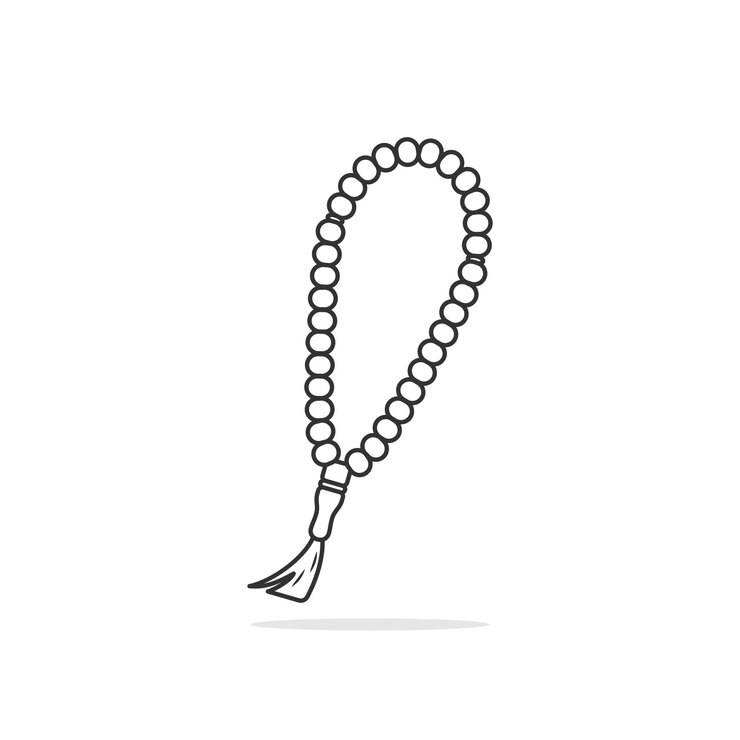 Vector simple tasbih muslim player beads cartoon vector illustrations religion icon vector design