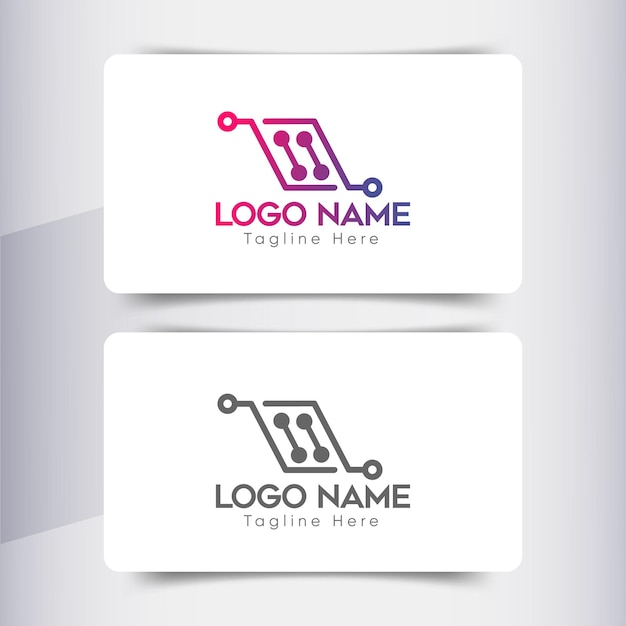 Vector simple technology logo template design with two colors. excellent concept, and premium vector.