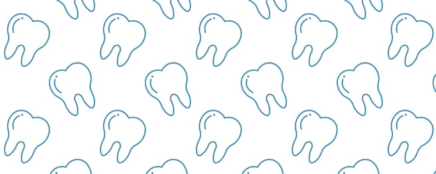 Vector simple teeth pattern outline illustration of blue teeth