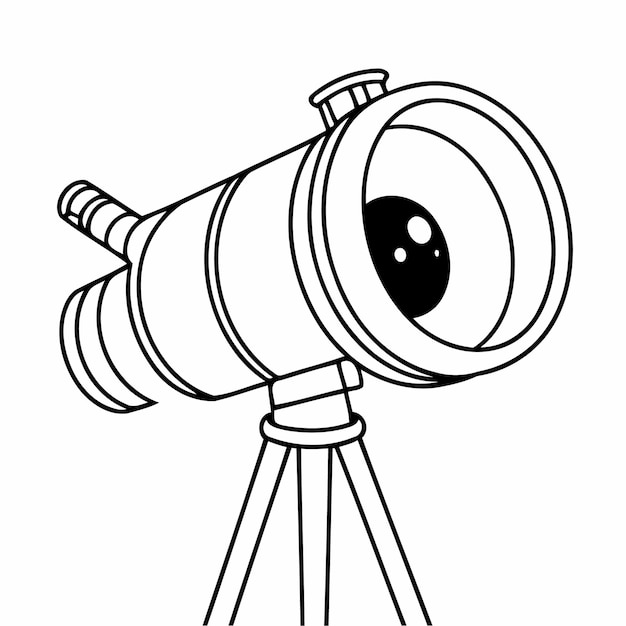 Vector simple telescope drawing for kids colouring page