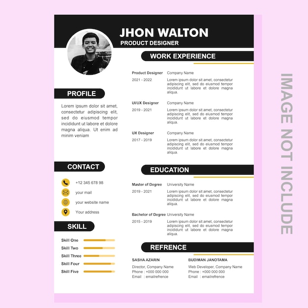 Simple template for curriculum or resume in vector