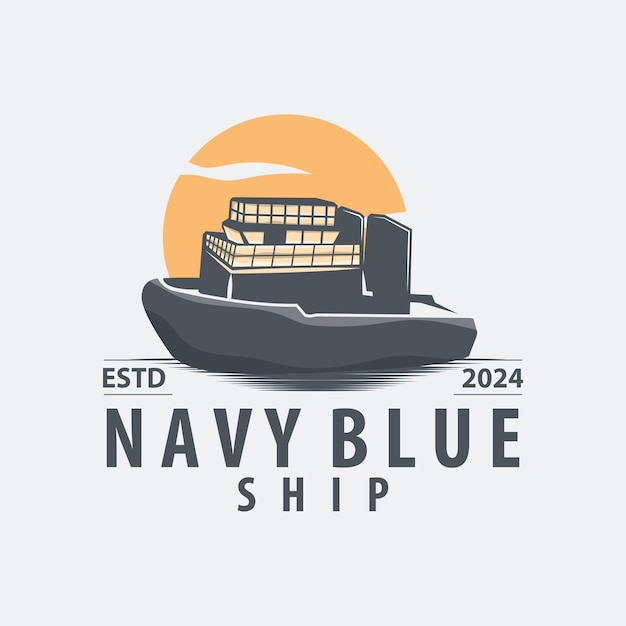 Vettore semplice modello di progettazione del logo della nave vettoriale silhouette della compagnia di trasporto marittimo nave da crociera