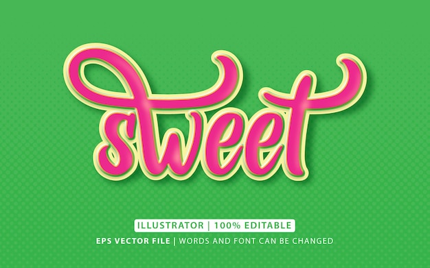 Simple text effect type sweet lettering editable free vector