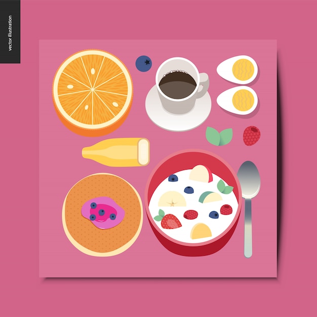 Vector simple things breakfast composition