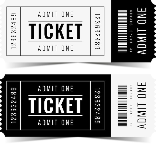 Simple ticket. Black and White