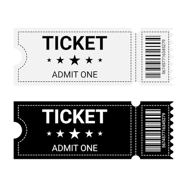 Simple tickets Black and white Vector illustration