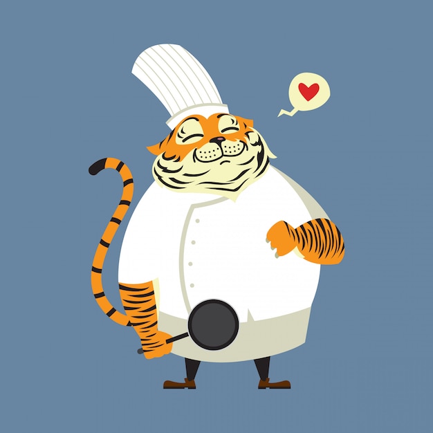 Vector simple tiger chef illustration