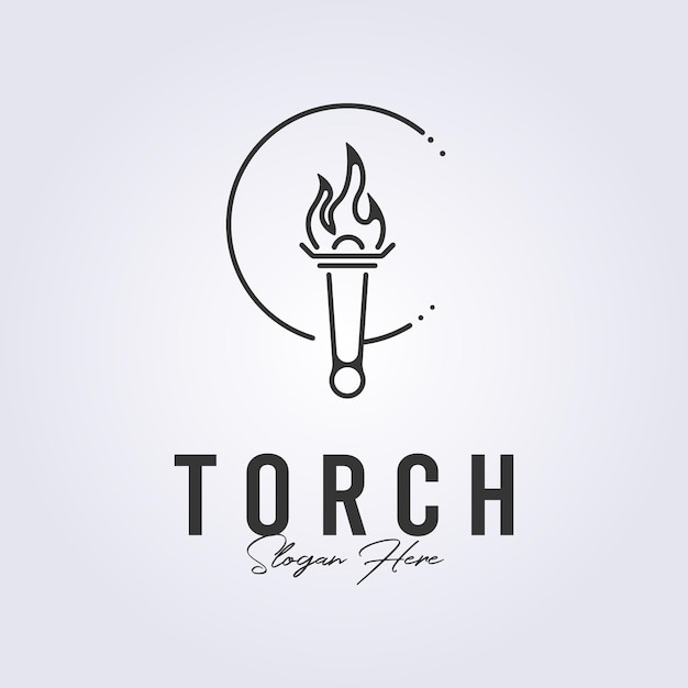 Vector simple torch fire logo line art symbol icon template background vector illustration design