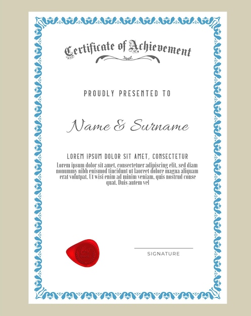 Vector simple traditional ornamental border certificate