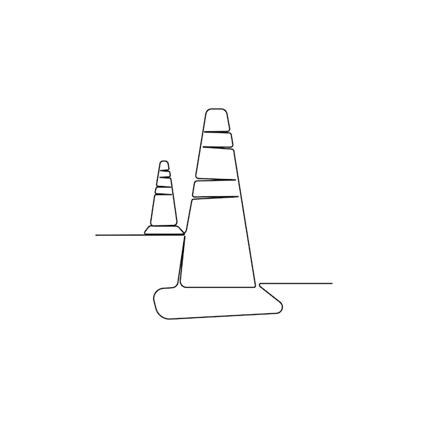 simple traffic cones concept line art icon vector illustration