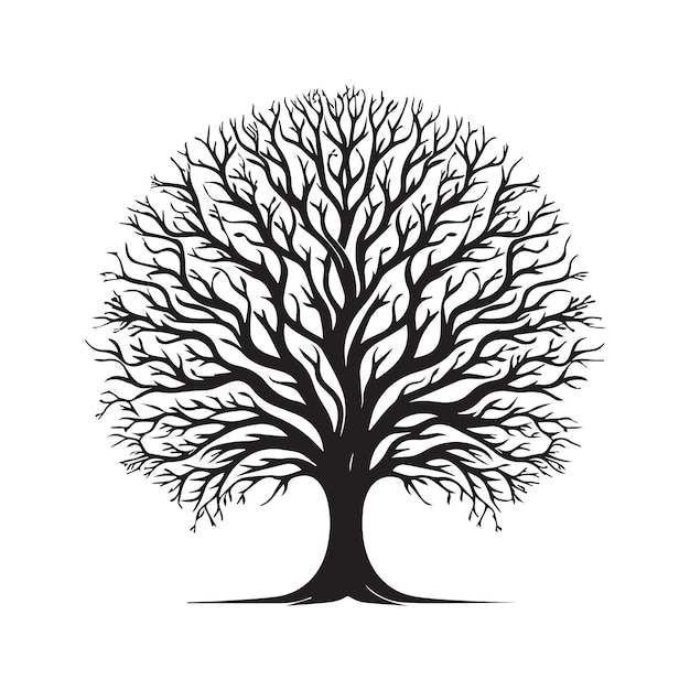 Vector simple tree decor silhouette vector illustration image abstract black tree