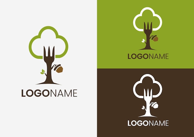 Simple tree and fork logo