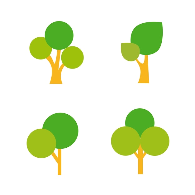 Простой набор векторных значков в форме дерева или дизайн символов