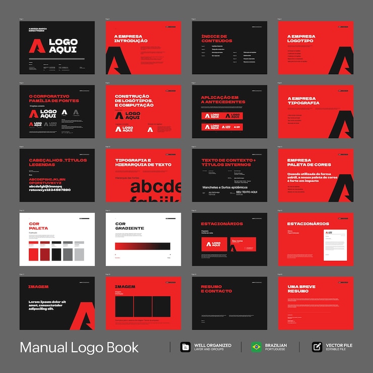 Vector simple trendy manual book logo with editable design