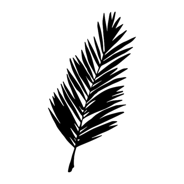 シンプルな熱帯の葉のイラスト手描きベクトルクリップアート植物の落書き