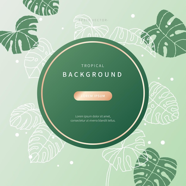 Vector simple tropical leaves summer banner