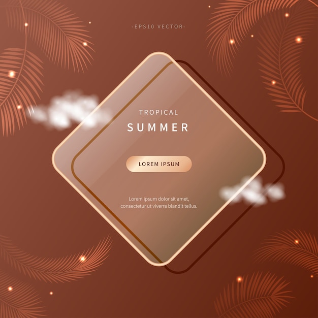 simple tropical leaves Summer banner