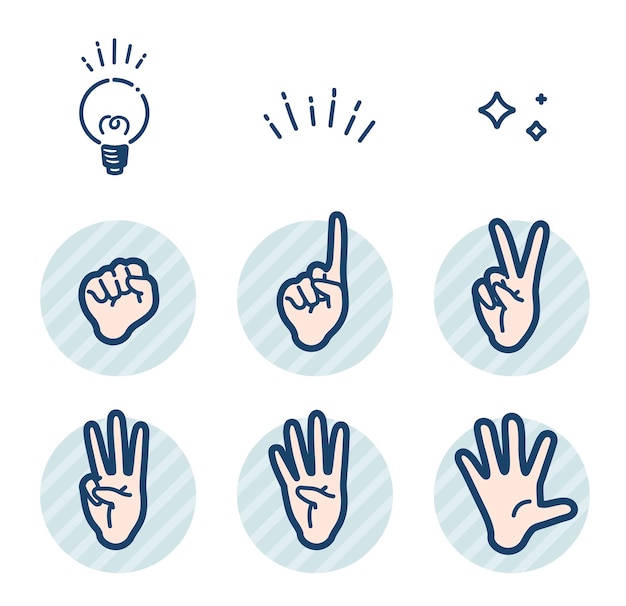 Vector simple type hand gesturenumber sign set