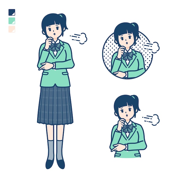 Simple type school girl Green Blazersigh