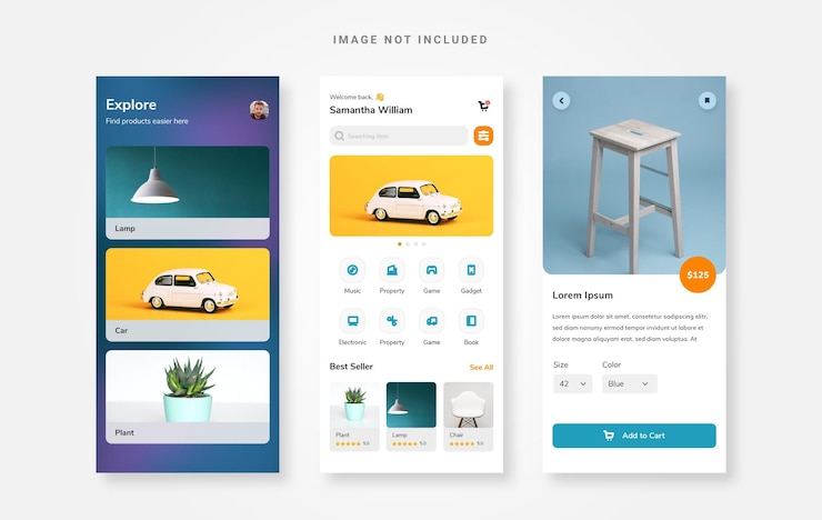 Vector simple ui design ecommerce template