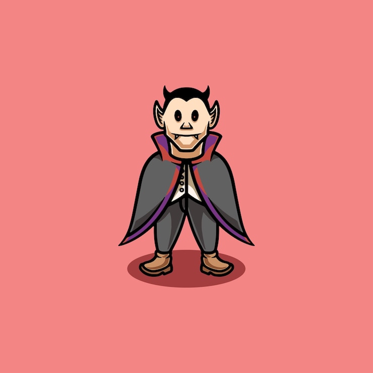 Vector simple vampire smiling design cartoon illustration