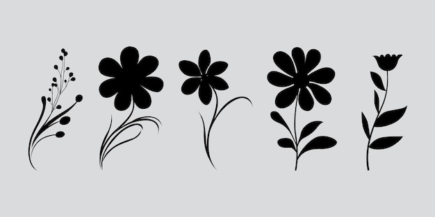 Arte vettoriale semplice della raccolta di icone floreali