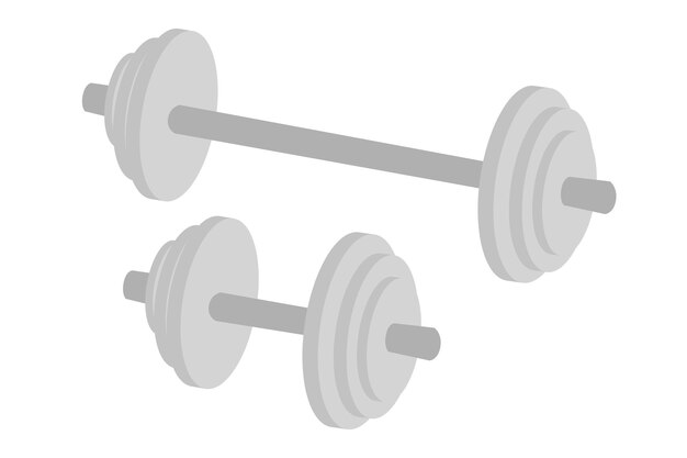 Simple Vector barbell and Dumbbell isolated on white