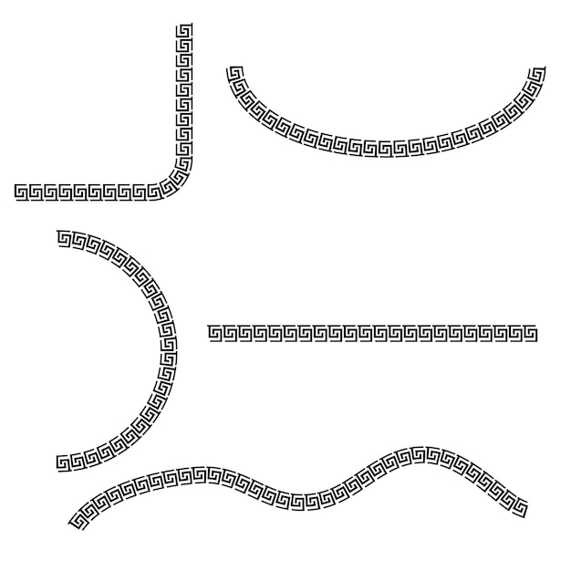 정사각형, 타원형, 정사각형 및 파동 모서리 요소 디자인, 중국 스타일의 간단한 벡터 검정 절반