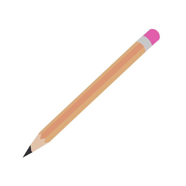 Simple vector brown wooden pencil on white background