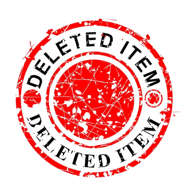 Simple Vector, Circle Red Grunge Rubber Stamp, Deleted Item, Isolated on white