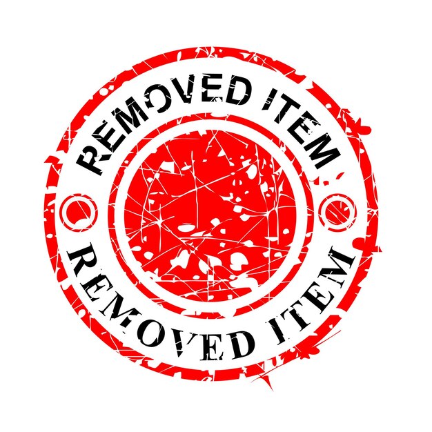 Vector simple vector, circle red grunge rubber stamp, removed item, isolated on white