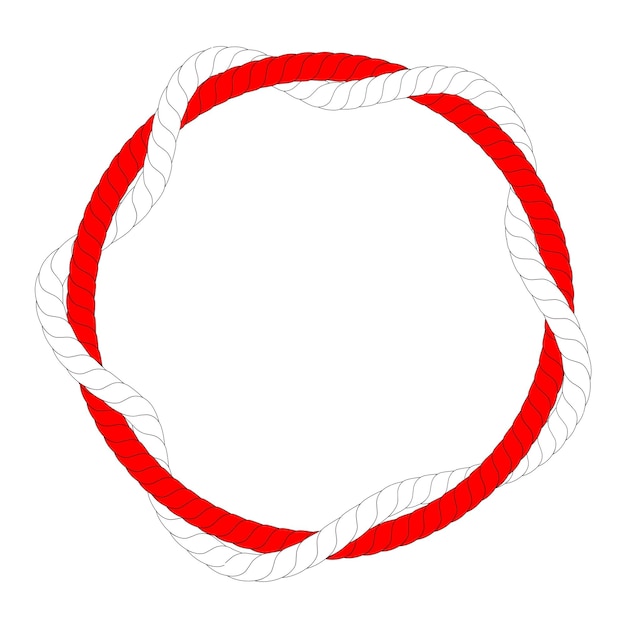 Простой вектор, форма круга, из 2 красных и белых веревок, для события 17 августа, дизайн элементов Дня независимости Индонезии