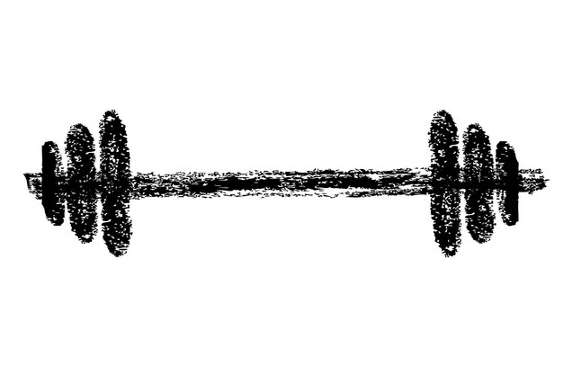 Simple vector crayon or chalk barbell isolated on white