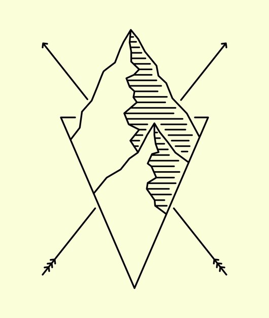 Simple vector design of nature mountain with X arrows