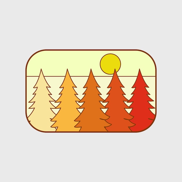 Simple vector design of pines tree and sun