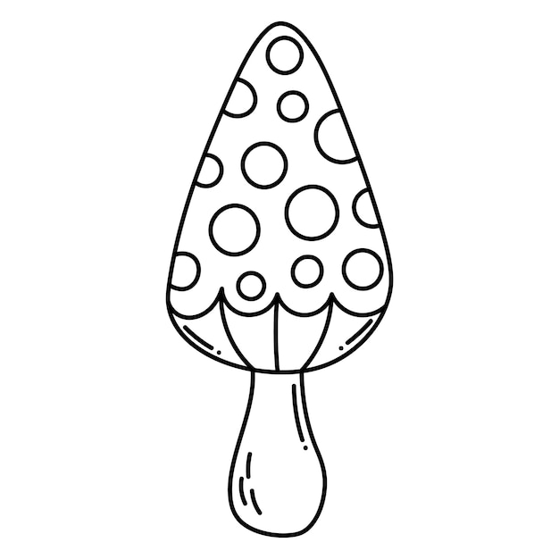 Simple vector doodle Sketch drawing of forest mushroom Easy to change color