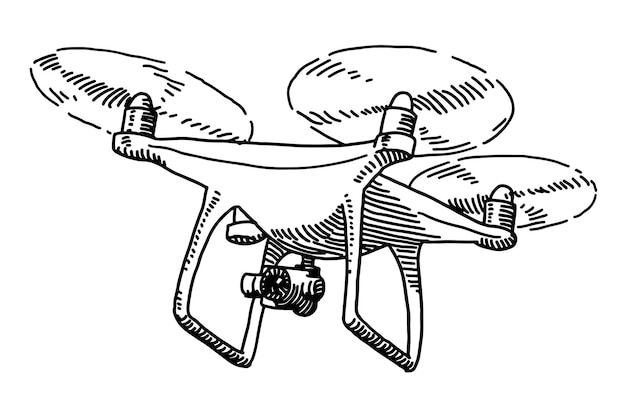 Semplice disegno vettoriale di un drone volante