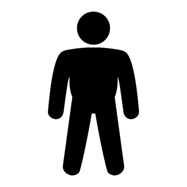 Simple Vector Fat Stick man stickman stand Isolated on white