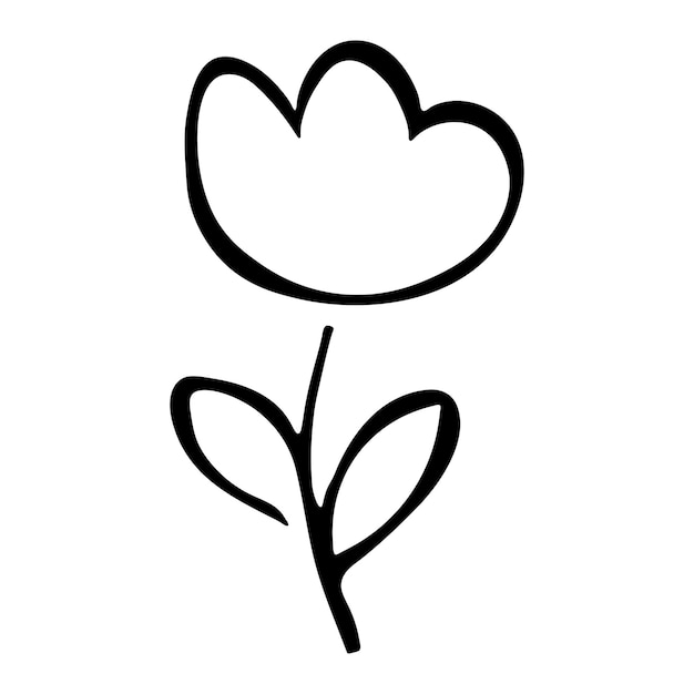 Simple vector flower clipart Hand drawn floral illustration Spring doodle icon