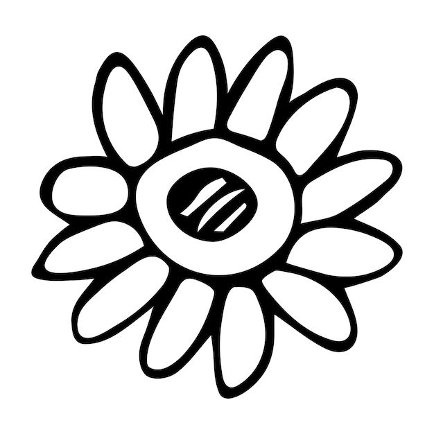 Простой векторный цветок каракули Ручной рисунок значок контура Цветочная иллюстрация