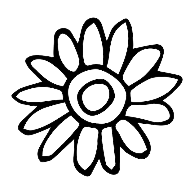 Simple vector flower doodle Hand drawn outline icon Floral illustration