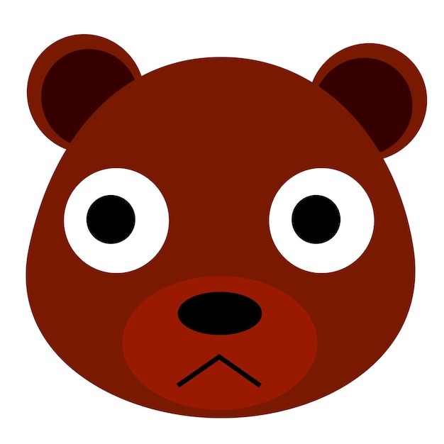 Simple vector funny bear face isolated on whitexa