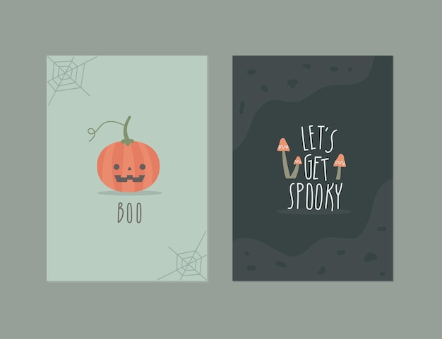Простые векторные шаблоны баннеров для приглашений на Хэллоуин Минималистичные геометрические иллюстрации для плакатов в социальных сетях, обложка баннера, открытка